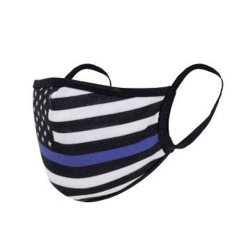 Thin Blue Line Flag Reusable 3-Layer Polyester Face Mask